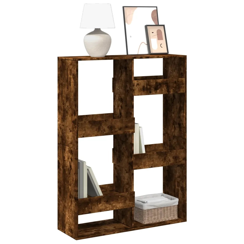 Libreria-Scaffale per Libri-Mobile di Stoccaggio Rovere Fumo 100x33x135 cm in Legno Multistrato