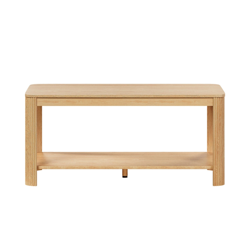 TAVOLINO da Caffè a 2 Ripiani 100x50x45 cm Truciolare Naturale