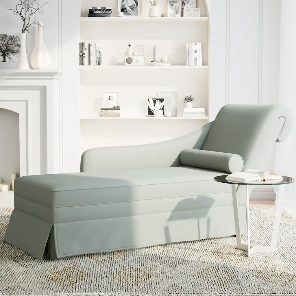 Sdraio con Capezzale e Bracciolo Destro Velluto Grigio Chiaro 4009782