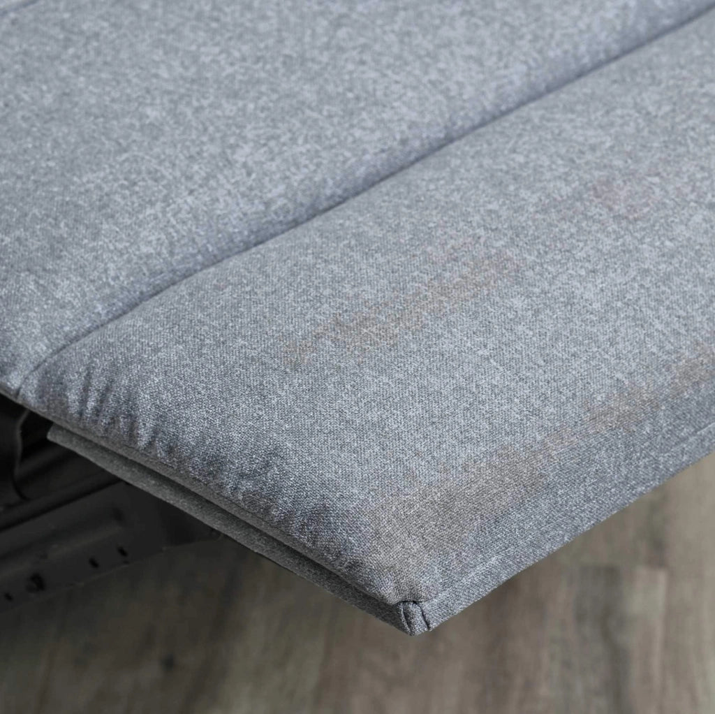 Poltrona relax con funzione lettino e tasca laterale, poliestere effetto lino grigio, 90 x 96 x 98 cm