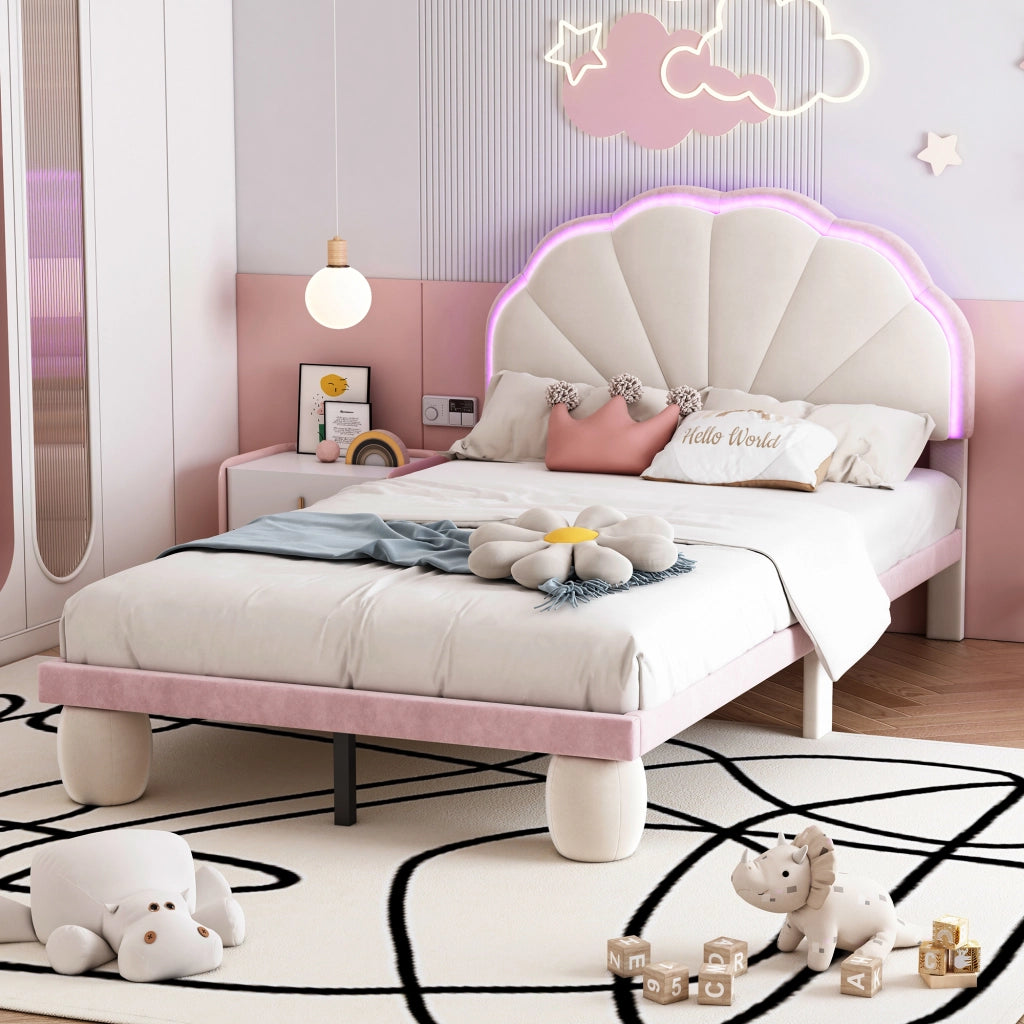 letto imbottito velluto beige rosa 90x200 cm