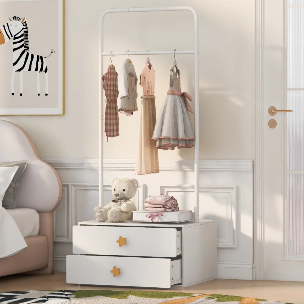 APPENDIABITI per bambini 70x55x168 cm con 2 cassetti Bianco