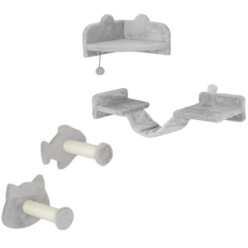 Set da arrampicata per gatti 35.5x34.0x22.5 cm da parete in legno grigio chiaro