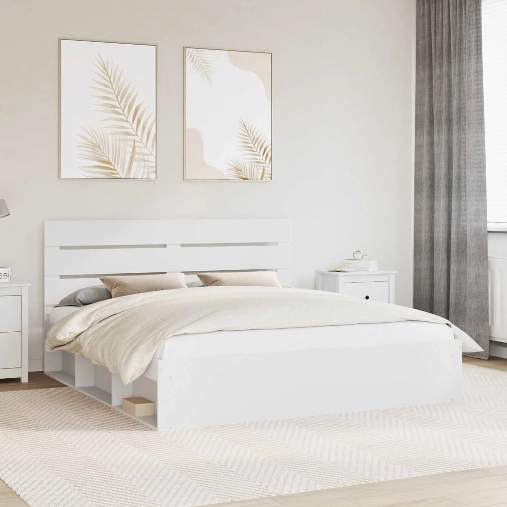 Struttura del letto-Giroletto-Rete del Letto Bianco 180 x 200 cm Pino massello 991373