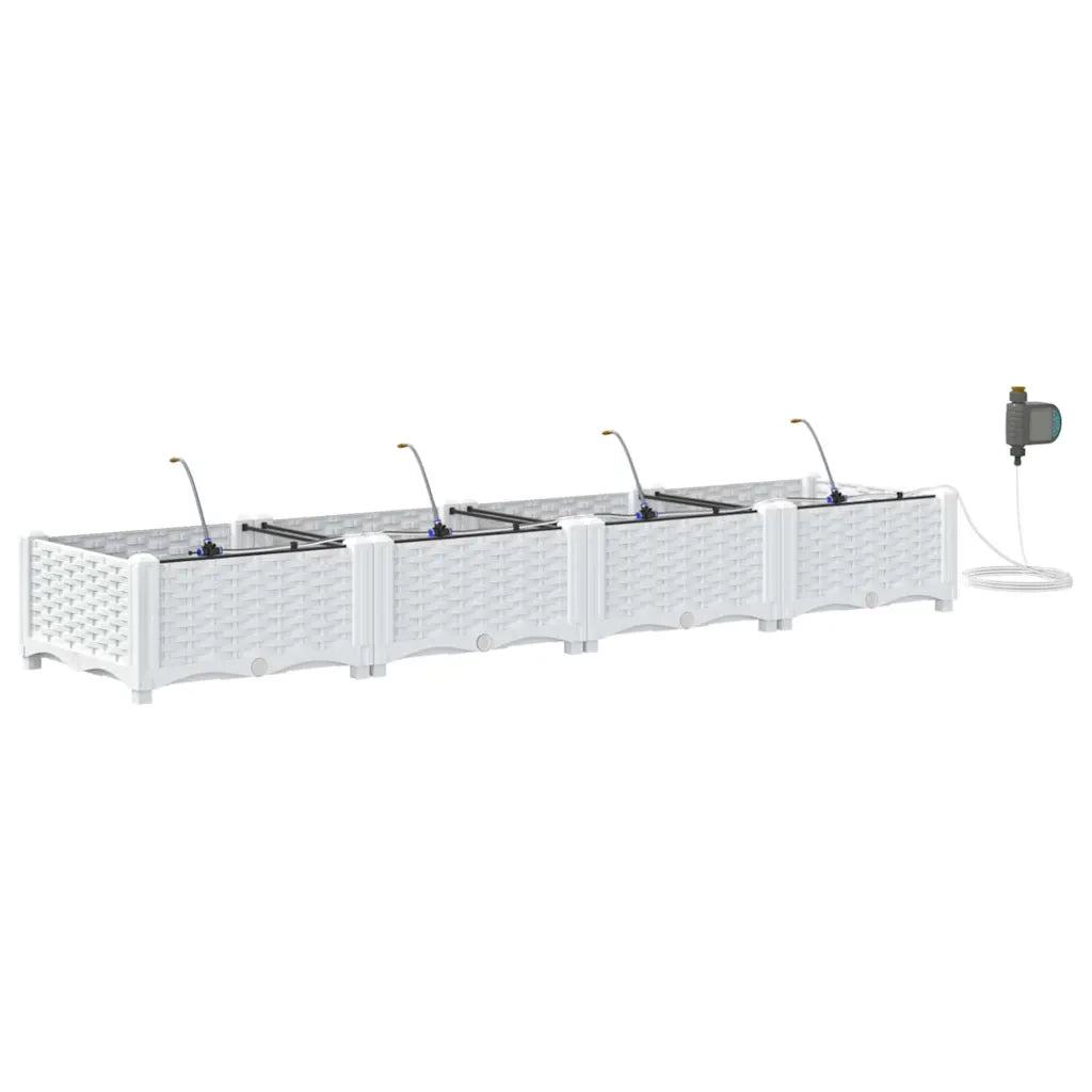Vaso da giardino 4 pz-Set di 4 Fioriera da Esterno-Contenitore per Piante Bianco Acciaio 922466