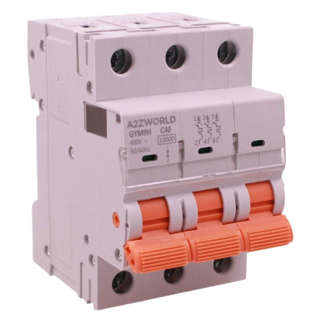 MCB Interruttore Magnetotermico Automatico Curva C 3P 3M 10000A AC 400V IP20 GYM9H, Accoppiabile Con Bobina di Sgancio GA01231 GA01232, Disponibili 16A 20A 25A 32A 40A 63A (C40A)