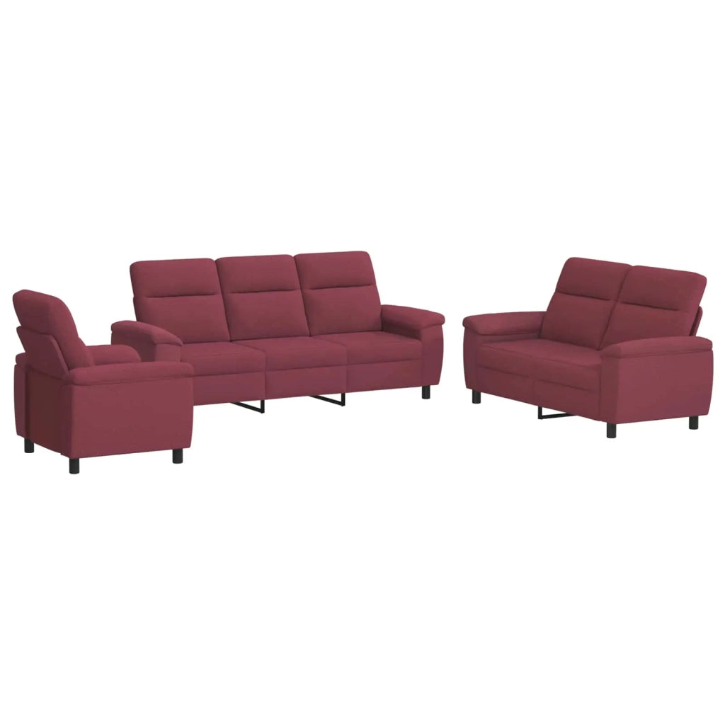 Set di divani 3 pcs Rosso Vino Tessuto 3430646