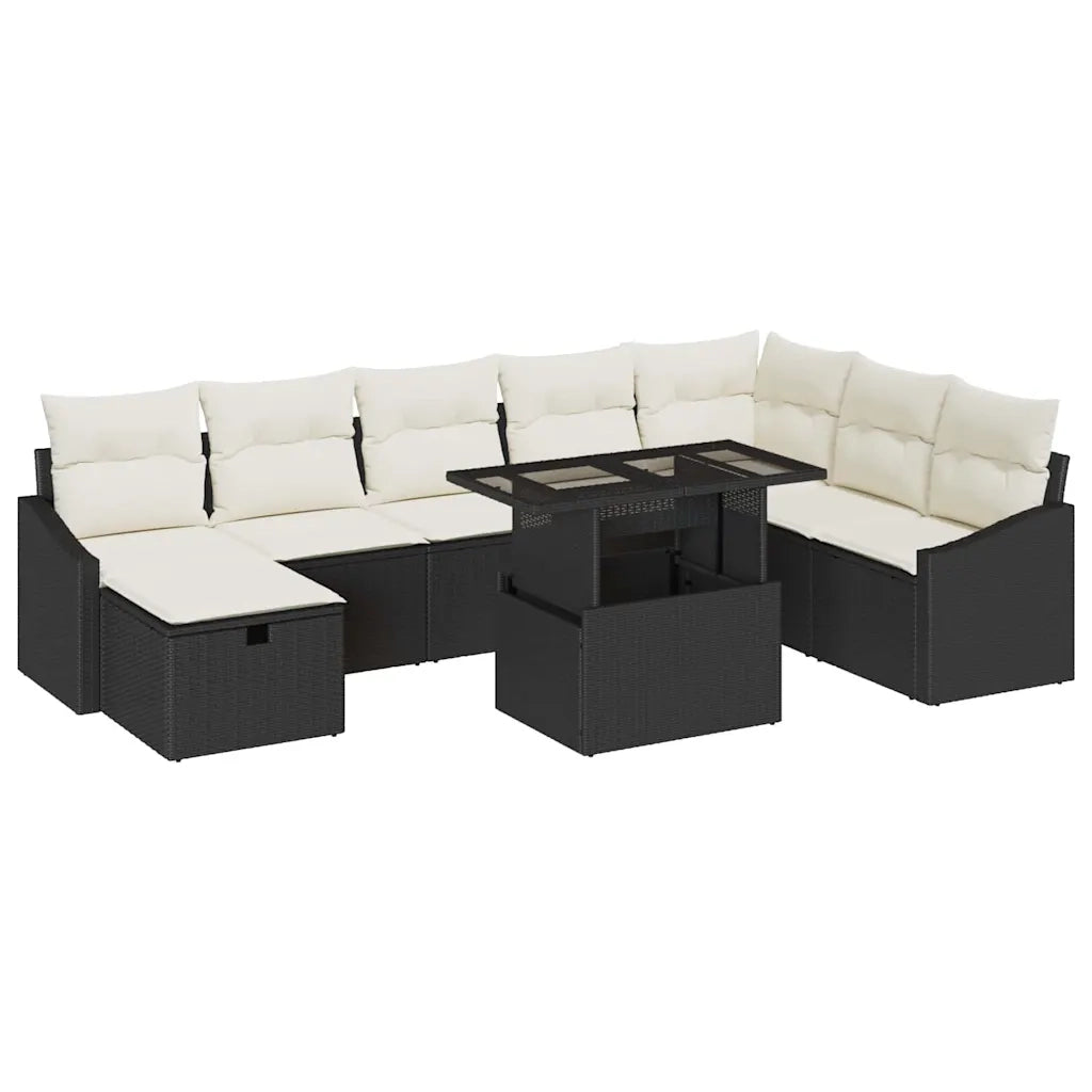 Set Divano da Giardino 9 pcs Nero polyrattan 3361186