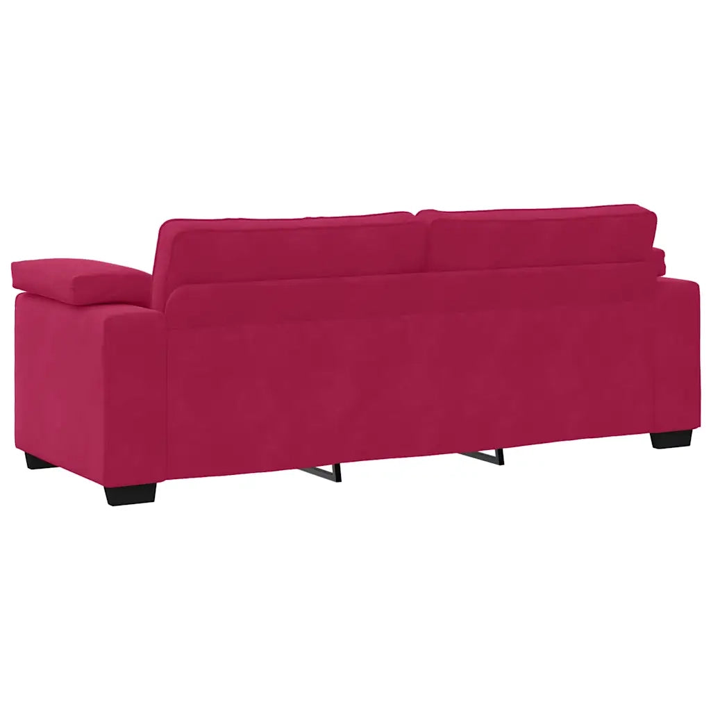 Divano a 3 Posti-Sofa 3 Posti Rosso Vino 178 cm in Velluto
