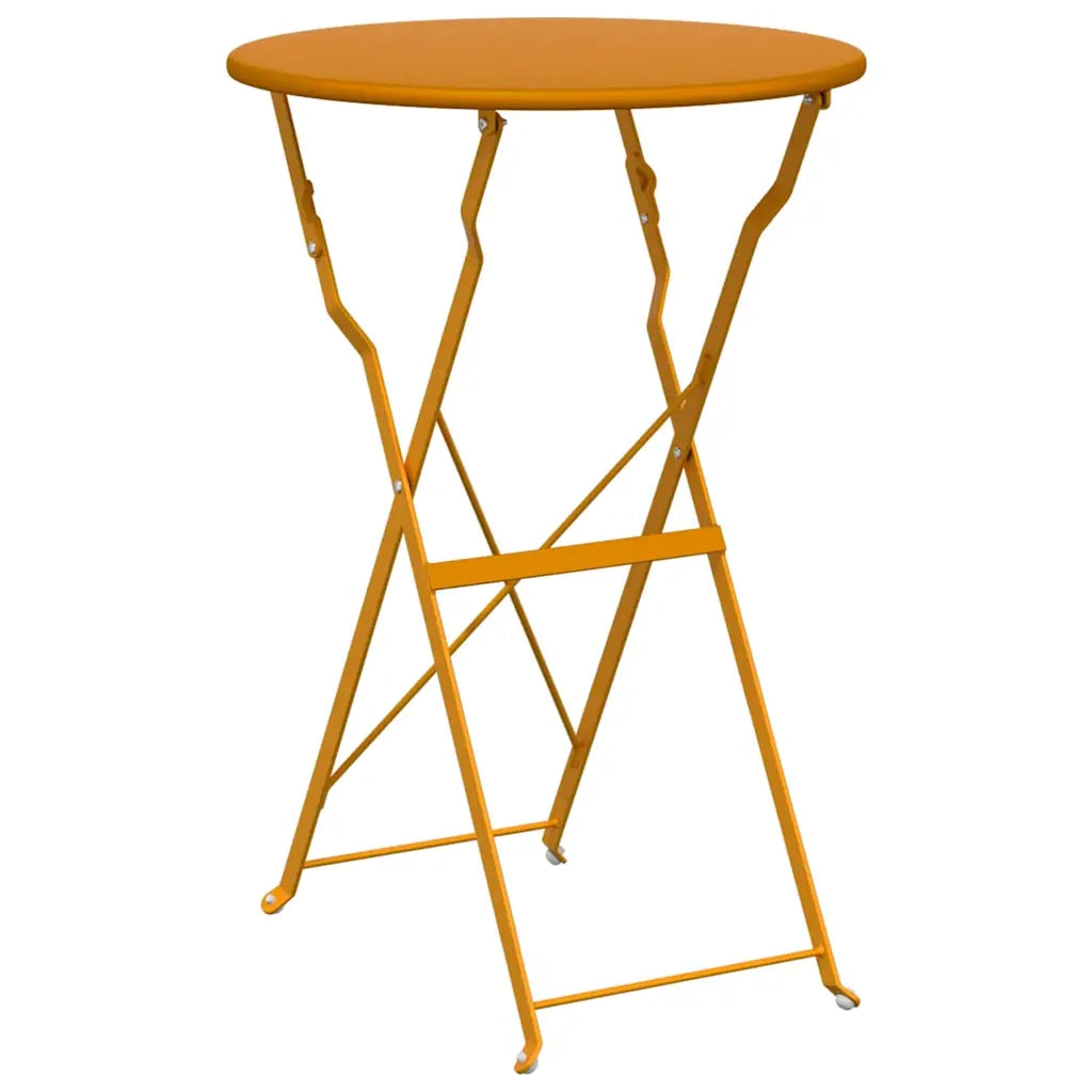 Set Bistro Pieghevole 3 pz | Set Salotto da Giardino Senape Acciaio