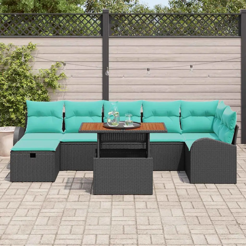 Set Divano da Giardino 8 pcs Nero polyrattan 3361312