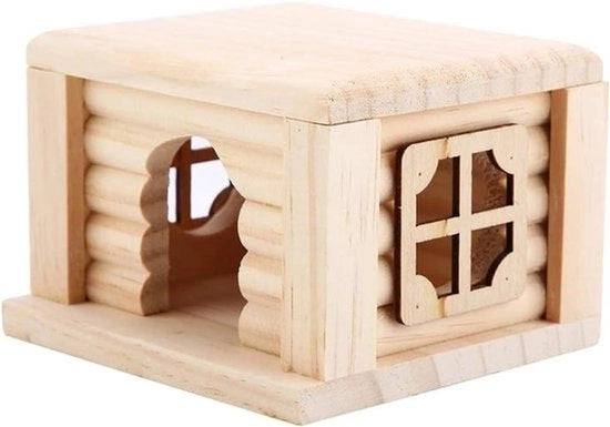 Casetta per Animali - Hamsters - Zona di Riposo - Chinchillas - Fretti - Roditori - Giocattoli - Piccoli Animali - Accessori - Adatto per - Gabbia - Materiale Naturale Legno - Colore Naturale