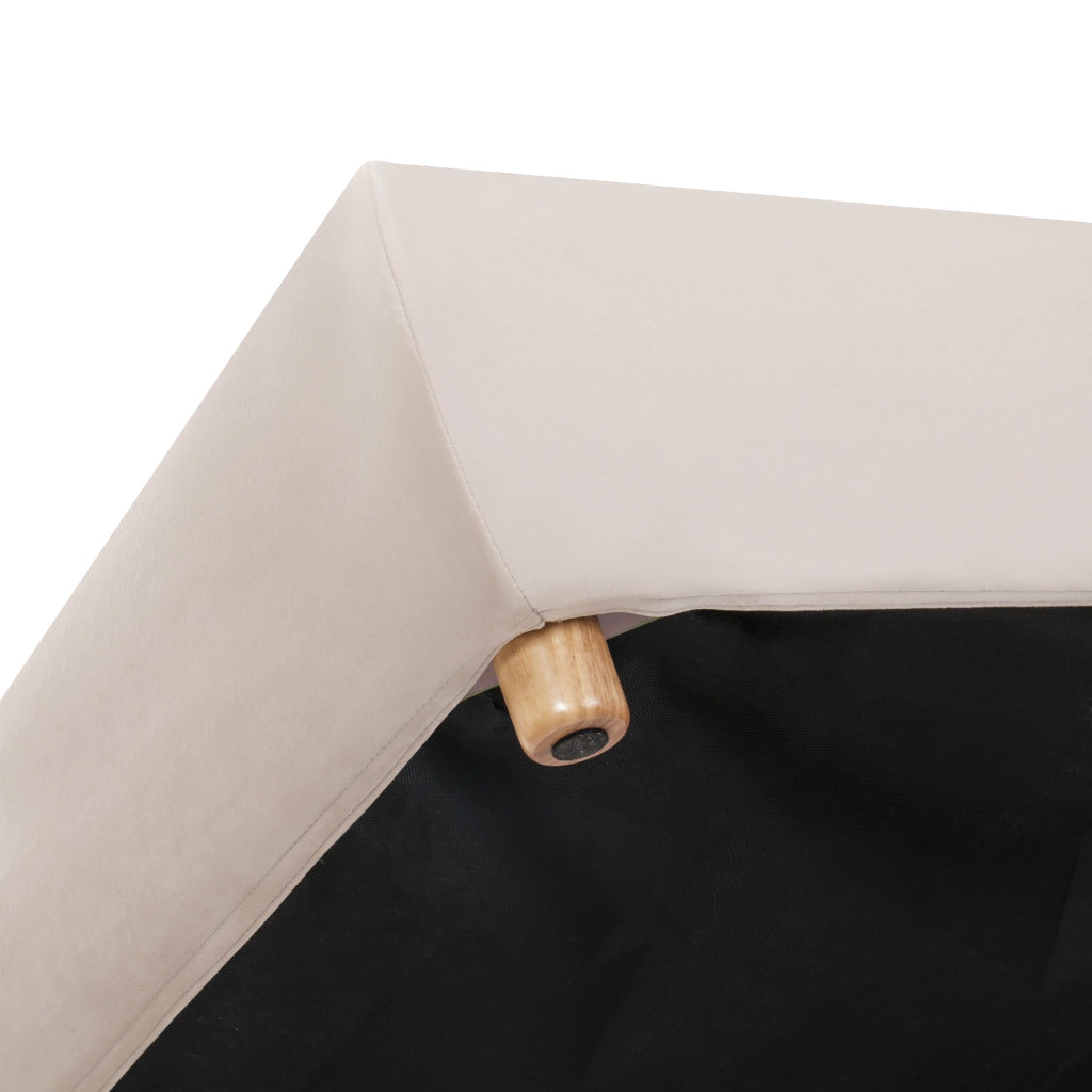 Letto contenitore 180 × 200 cm con sollevamento idraulico rete a doghe testiera imbottita velluto crema legno
