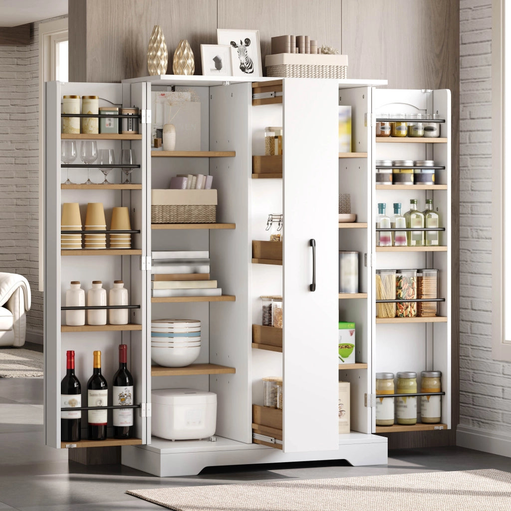 Mobile da Cucina 78x35x120 cm con Estraibile Verticale a 4 Livelli e 4 Ripiani Interni