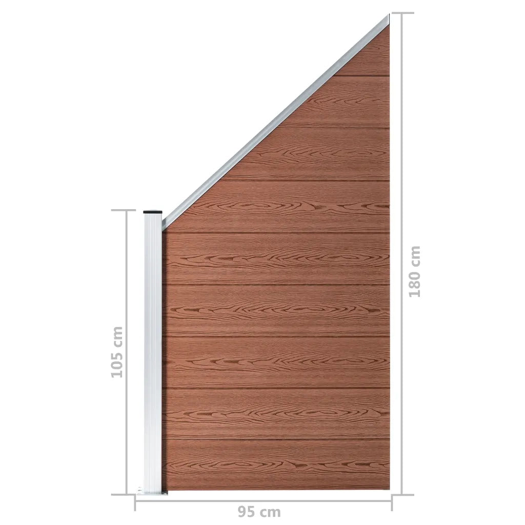 Pannello di Recinzione in WPC 95x(105-180) cm Marrone 49070