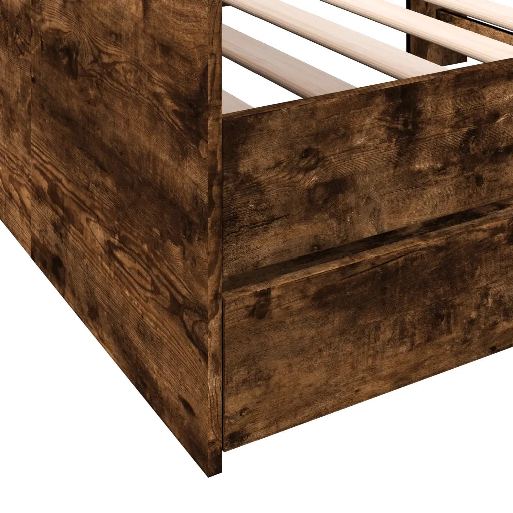 Divano Letto con Cassetti senza Materasso Rovere Fumo 90x200 cm