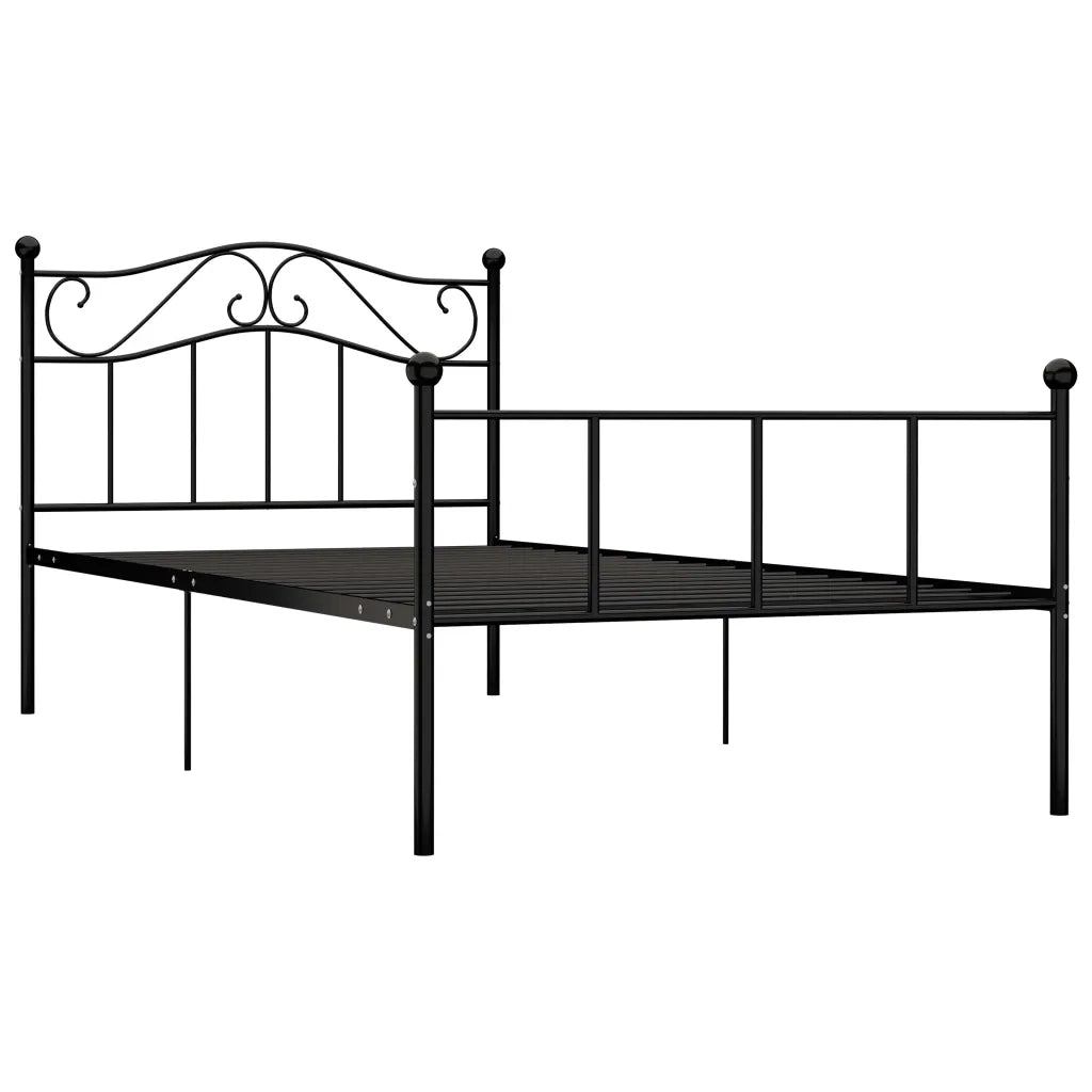 Letto singolo | Letto per adulti | Giroletto Nero in Metallo 90x200 cm