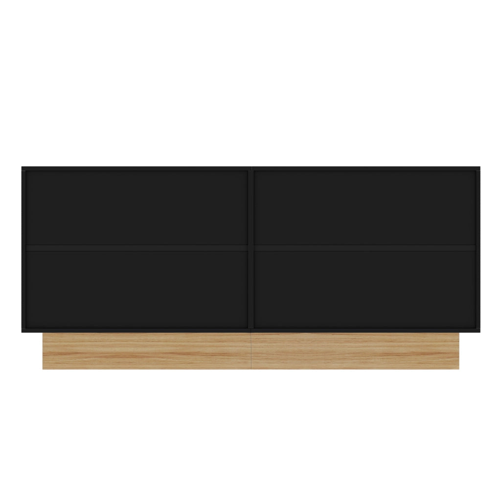 Credenza moderna a 4 ante 160x75x38 cm in truciolare; nero e effetto legno