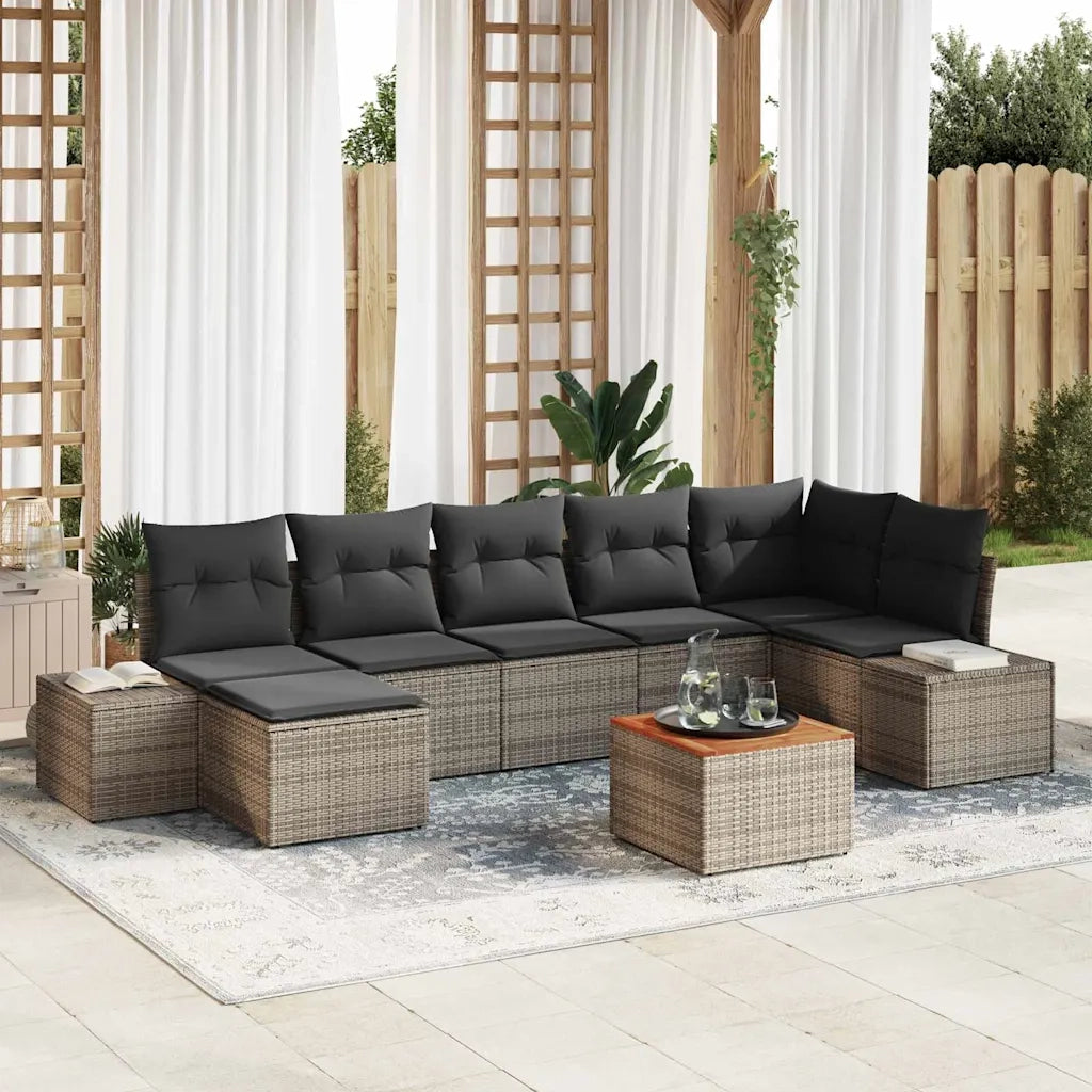 Set Divano da Giardino con cuscino 8 pcs Grigio polyrattan 3347986
