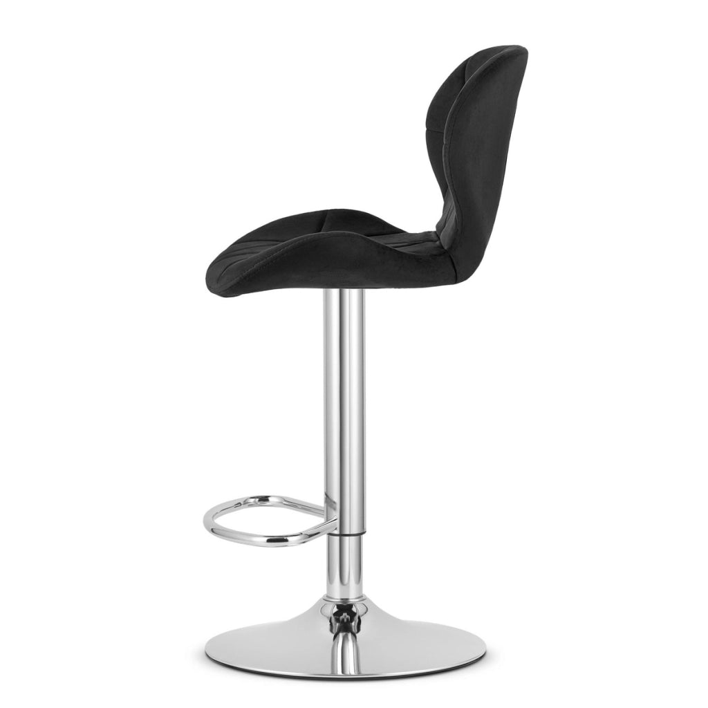 Set di 2 Sgabelli West in Velluto Nero con Base Cromata