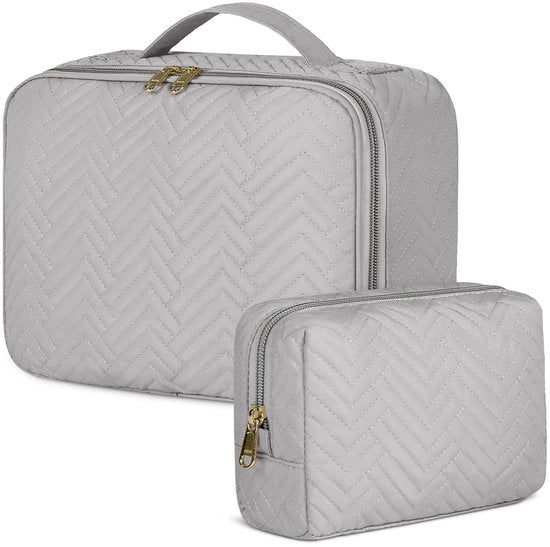 Tas da trucco per viaggio per donna 2 pezzi Nero (grigio)