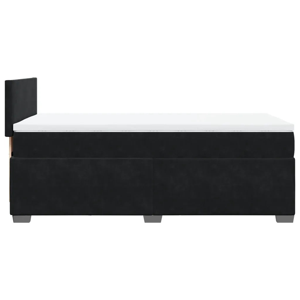 Giroletto a Molle con Materasso-Struttura Letto Nero 90x190 cm in Velluto 589987
