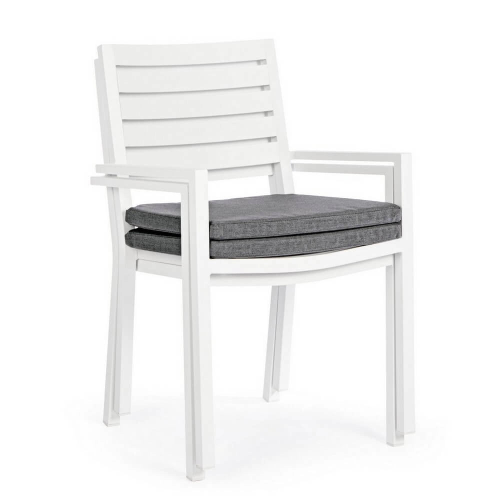 Set di 4 Sedie da Esterno in Alluminio con Braccioli e Cuscino - HEAVENLY