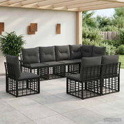 Set di divani da esterno 8 pz Nero e Grigio scuro Poliestere 3437699