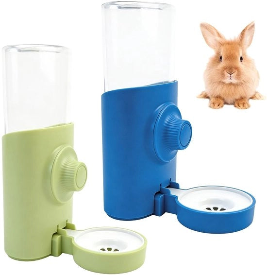 Dispensatore automatico per animali da compagnia 2 pezzi - Flessa appeso per coniglio/Chinchilla - 600 ml - Materiale in plastica duratura/RS