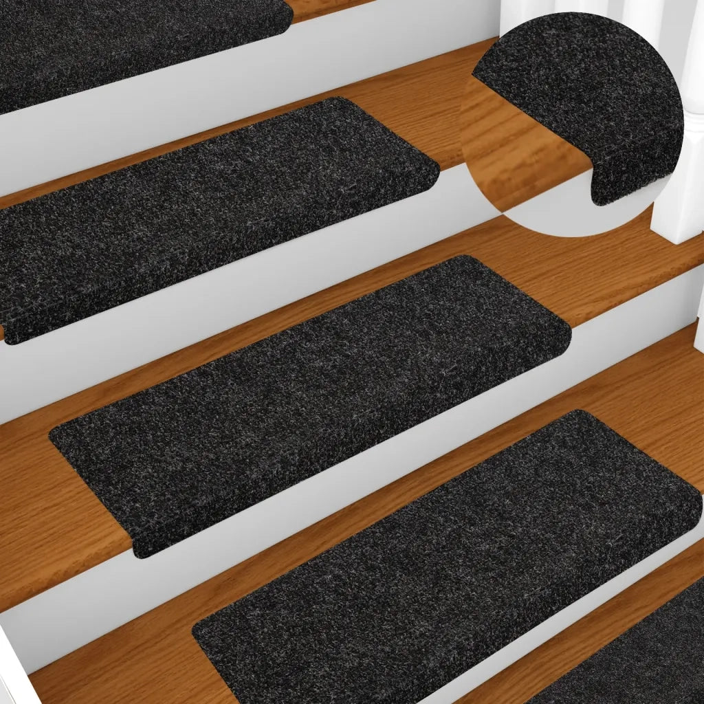 Tappetini per scale autoadesivi 5 pz | Gradini per Scale 65x21x4 cm neri con bordo rettangolare