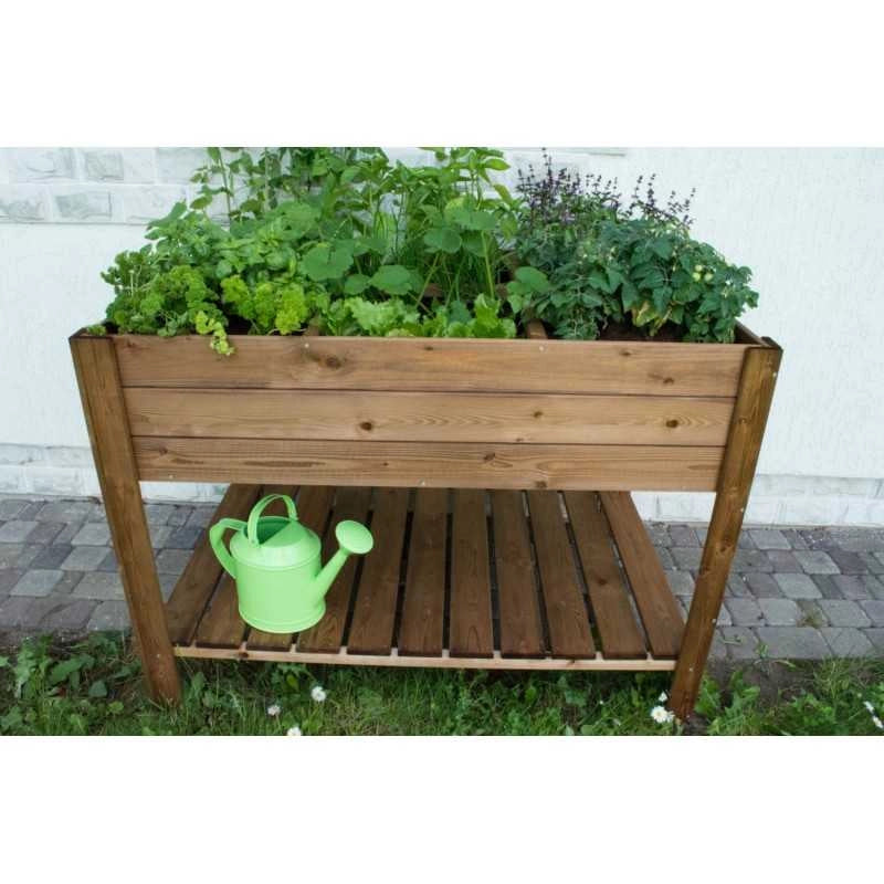Orto rialzato in legno con fioriera, struttura pino impregnato con telo TNT incluso, per coltivazione orto balcone giardino - Esterni da Vivere
