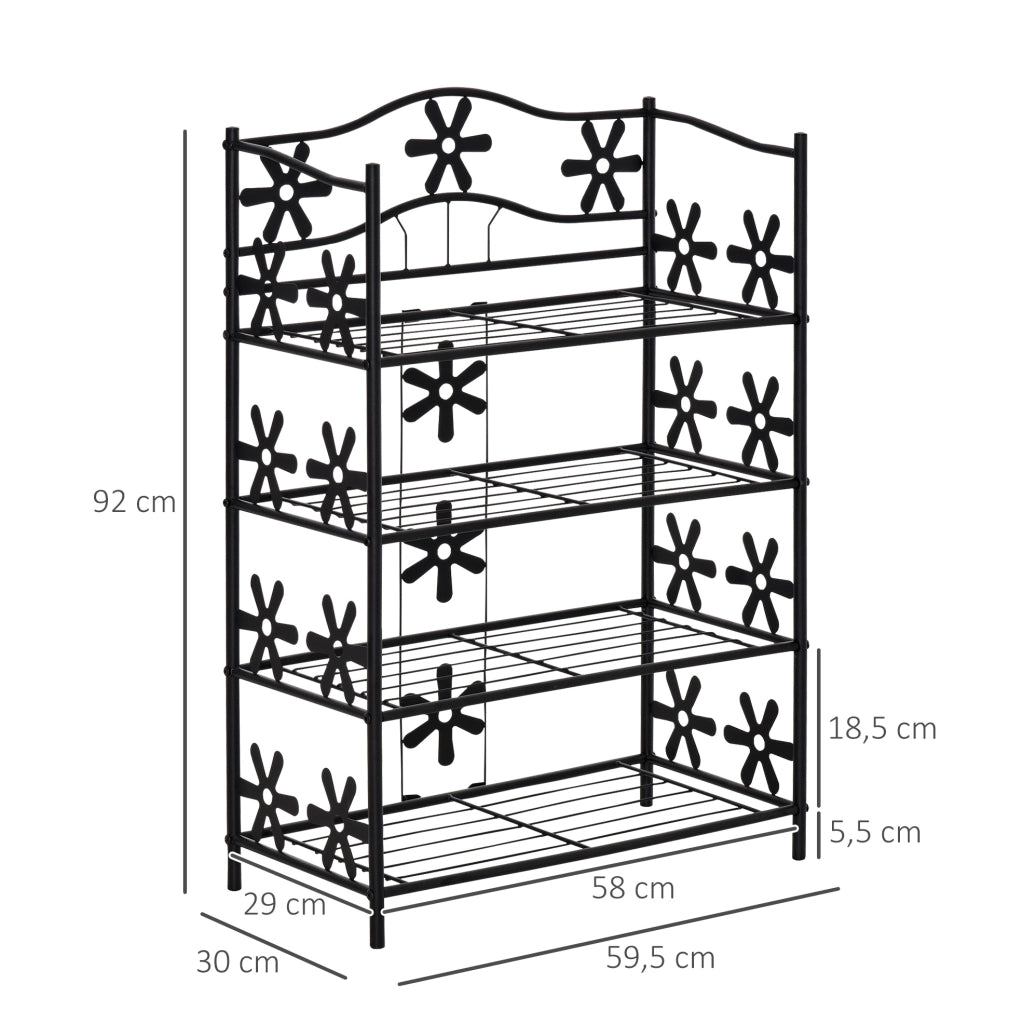 Scaffale portapiante 4 ripiani in metallo nero HOMVRA