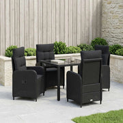 Set da pranzo per esterni 5 pz Nero polyrattan 3422293