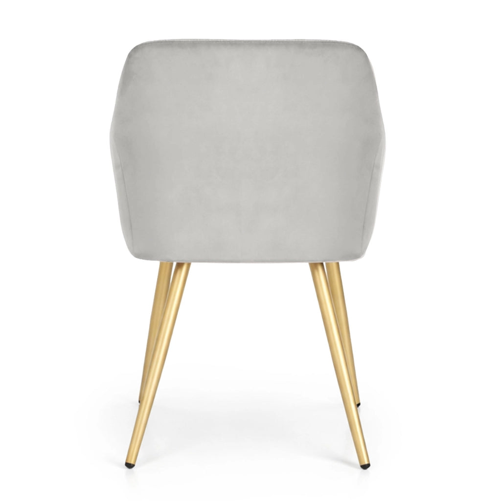 Set di 2 Sedie in velluto liscio ESTELLE Grigio gambe oro