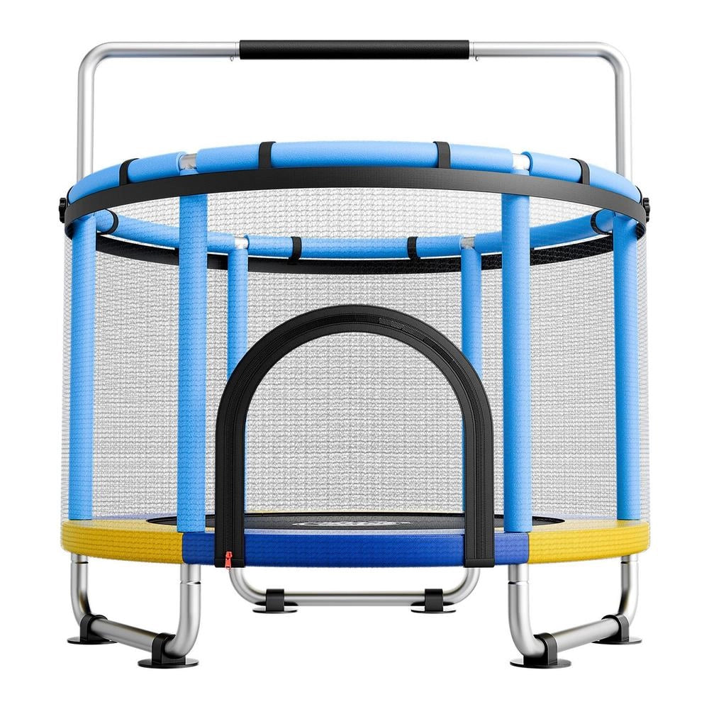 Trampolino Elastico Bambini 60kg Rete Protezione Mini Tappeto PVC Manubrio 3 Livelli per 3-12 Anni