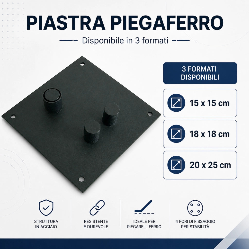 Ausonia piastra piegaferro in acciaio in diversi formati *** misura 15x15 cm, confezione 1
