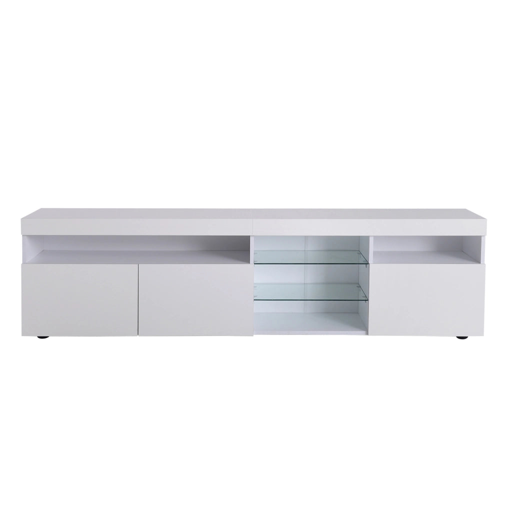 Mobile TV moderno 180 cm con illuminazione LED variabile in MDF bianco