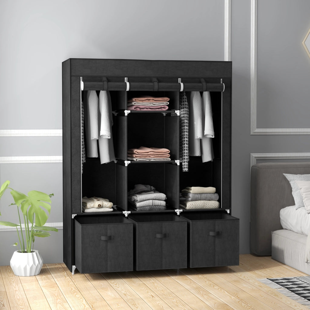 Armadio Guardaroba Pieghevole Salvaspazio ¨C Minimal ¨C 125x43x162.5cm Nero