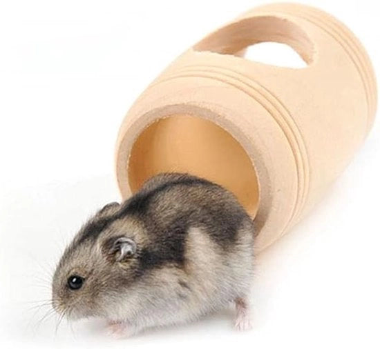 Tunnel in legno naturale per piccoli animali - ricovero per hamsters, topi, ratti - artigianale e resistente - arricchimento per piccoli animali domestici