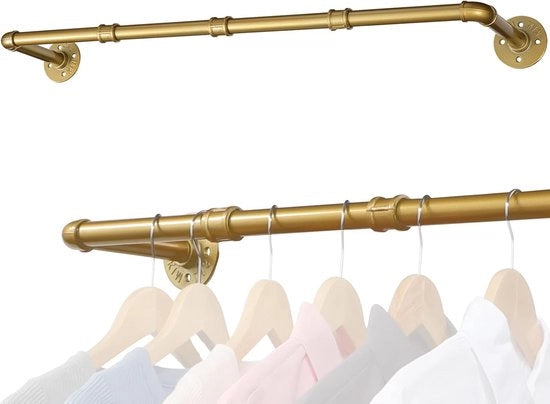 Attrezzo da appendere vestiti - design industriale - 70 cm - oro
