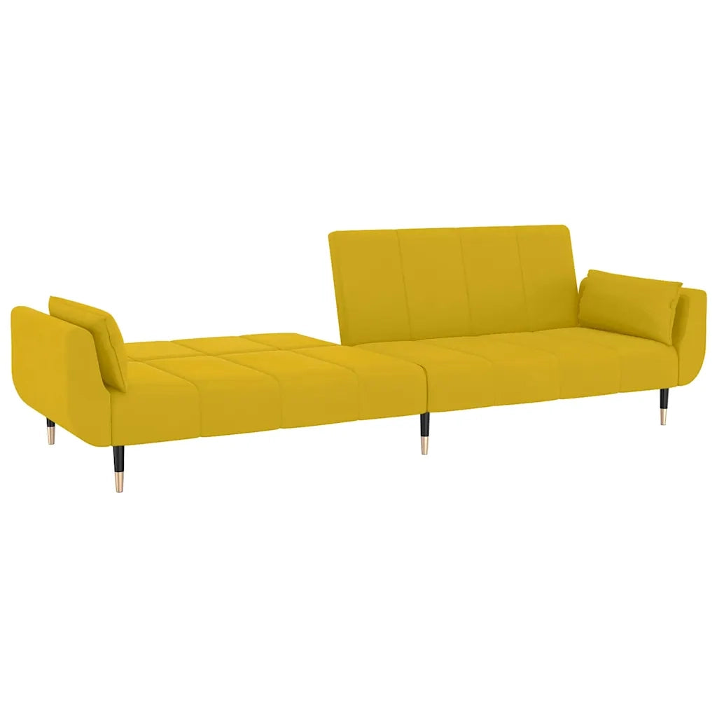 Divano Letto a 2 Posti con 2 Cuscini Giallo in Velluto 337589