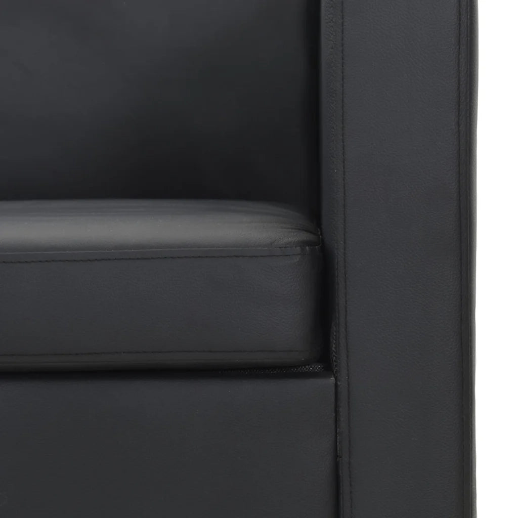 Divano a 3 Posti in Similpelle Nero 242208