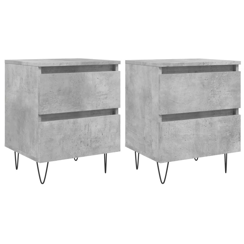 Comodini 2pz-Set di 2 Tavolino da notte Grigio Cemento 40x35x50 cm in Legno Multistrato 909331
