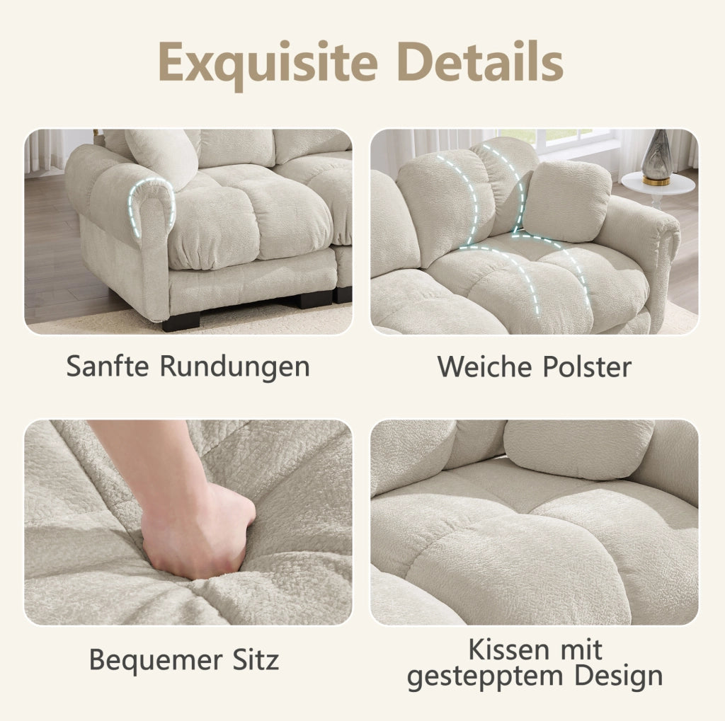 Divano modulare 260x149x90 cm in ciniglia; Light Khaki