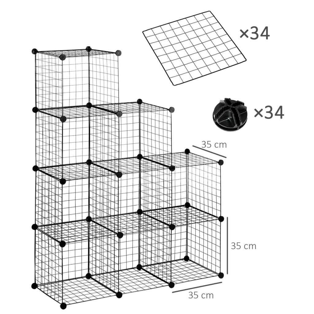 Scaffale modulare a cubi in metallo nero, 6 vani