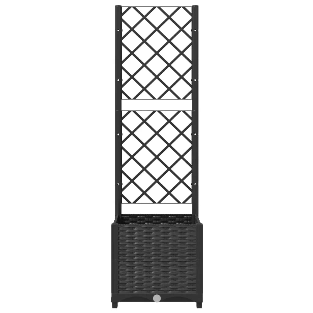 Fioriera rialzata per piante fiori patio giardino con traliccio 40 x 40 x 136 cm PP nero 02_0038289