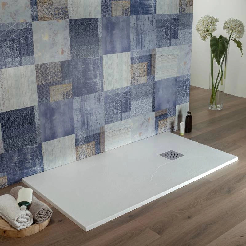 Piatto Doccia Resina Tagliabile 90x120 cm  Bianco Effetto Pietra