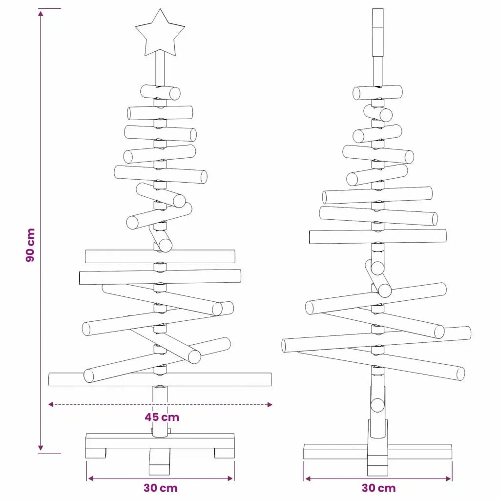 Albero di Natale in legno KOTKA 90 cm Legno Massello di Pino 42051509