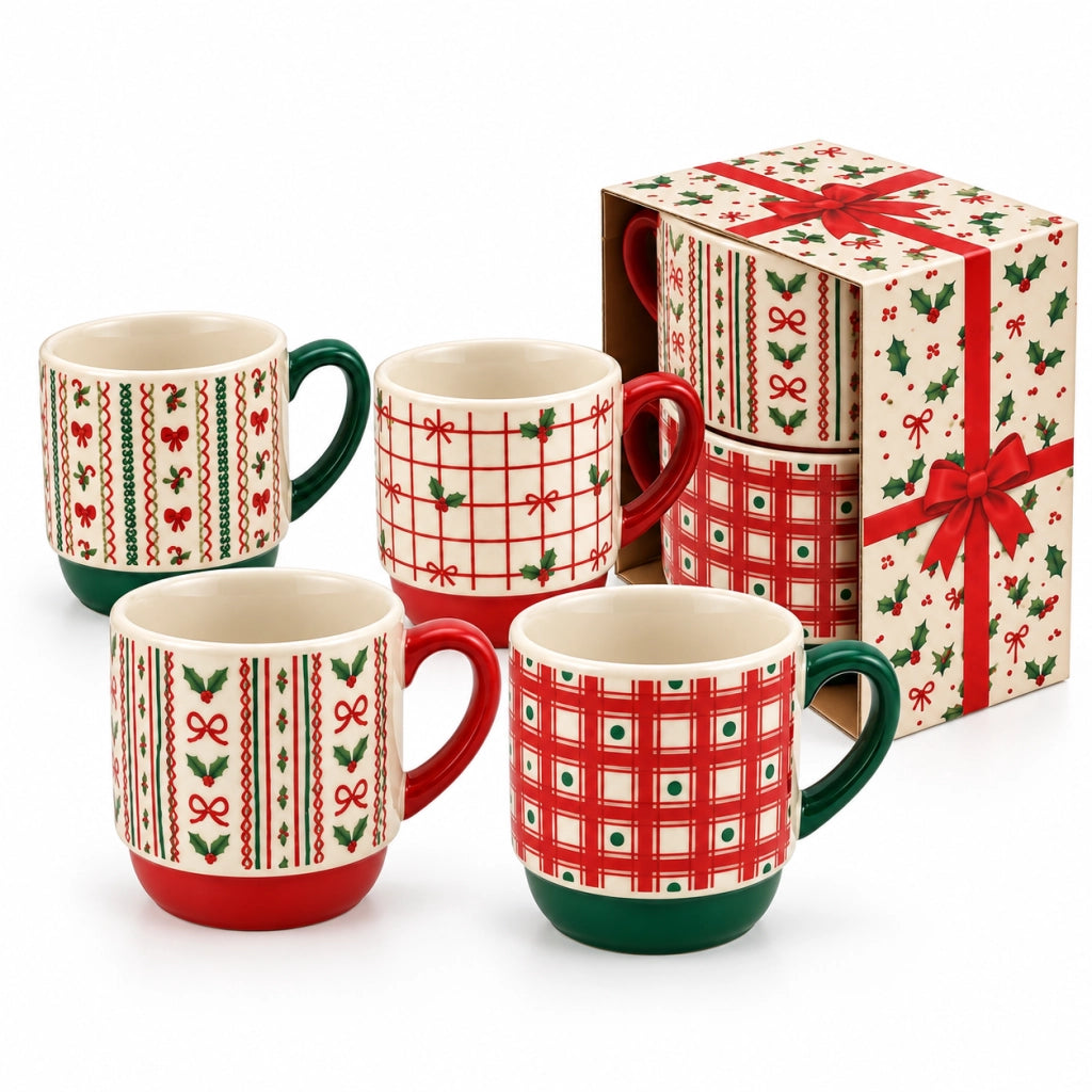 Set 2 Tazzoni Latte Natale Tognana Holiday Mix con Scatola Regalo