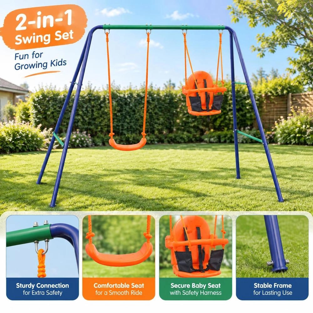 2-in-1 Single Swing And Baby Swing Orange